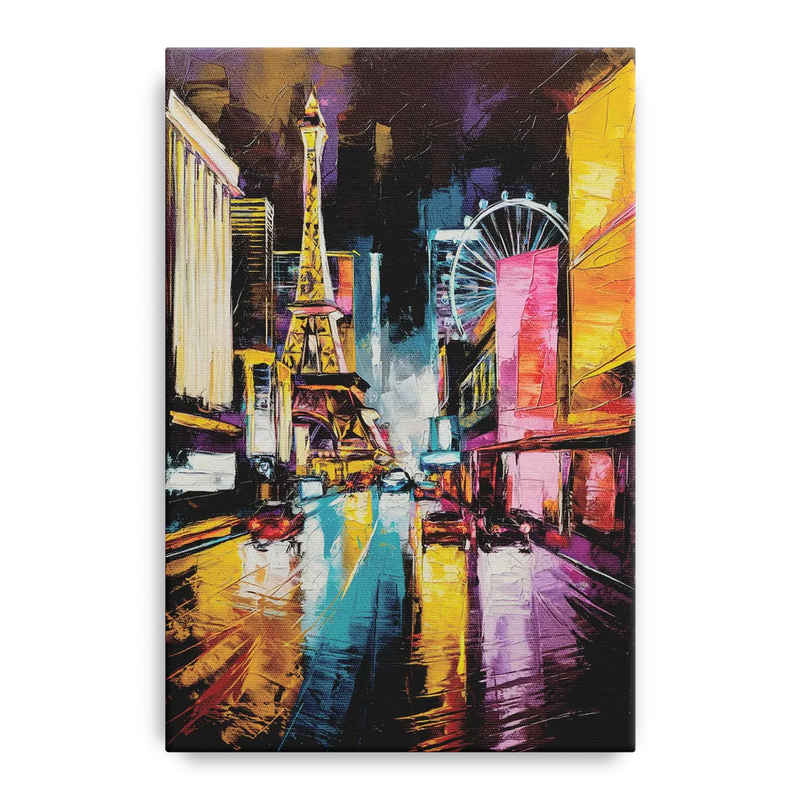 Las Vegas Downtown Energy Front - Canvas Wall Art