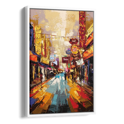 Las Vegas Fremont Street Side - White Canvas Wall Art
