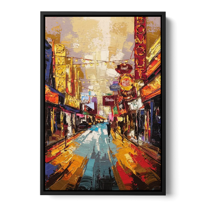 Las Vegas Fremont Street Front - Black Canvas Wall Art