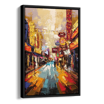 Las Vegas Fremont Street Side - Black Canvas Wall Art