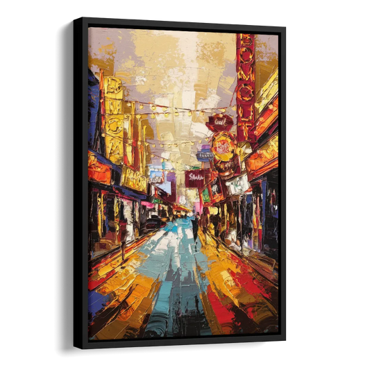 Las Vegas Fremont Street Side - Black Canvas Wall Art