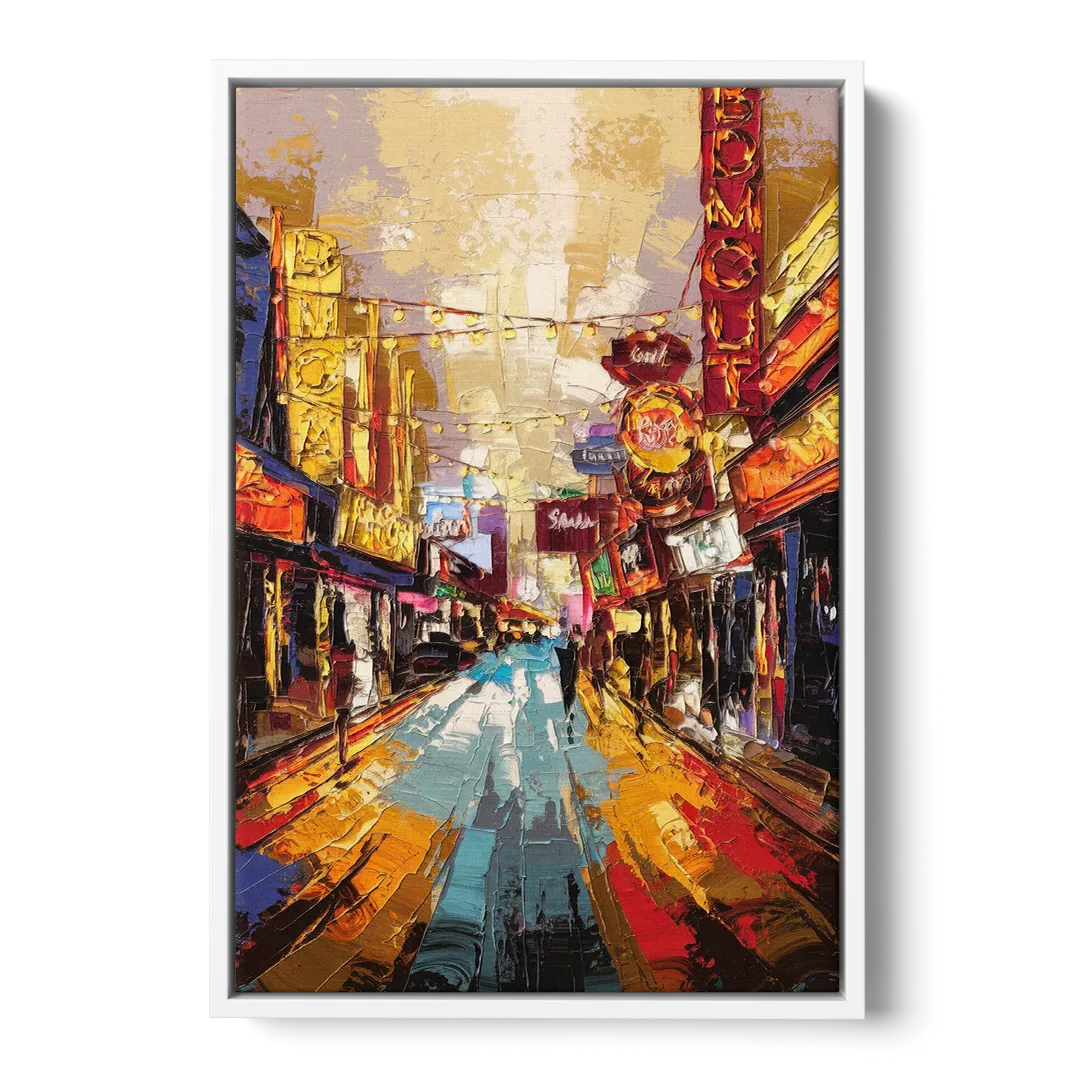Las Vegas Fremont Street Front - White Canvas Wall Art