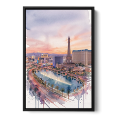 Las Vegas Iconic Strip - Black Framed Canvas Wall Art - Front