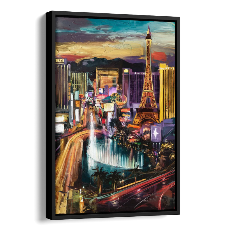 Las Vegas Iconic Strip Side - Black Canvas Wall Art