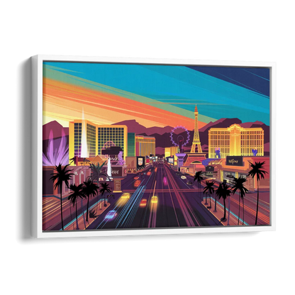 Las Vegas Iconic Strip Experience Side - White Canvas Wall Art
