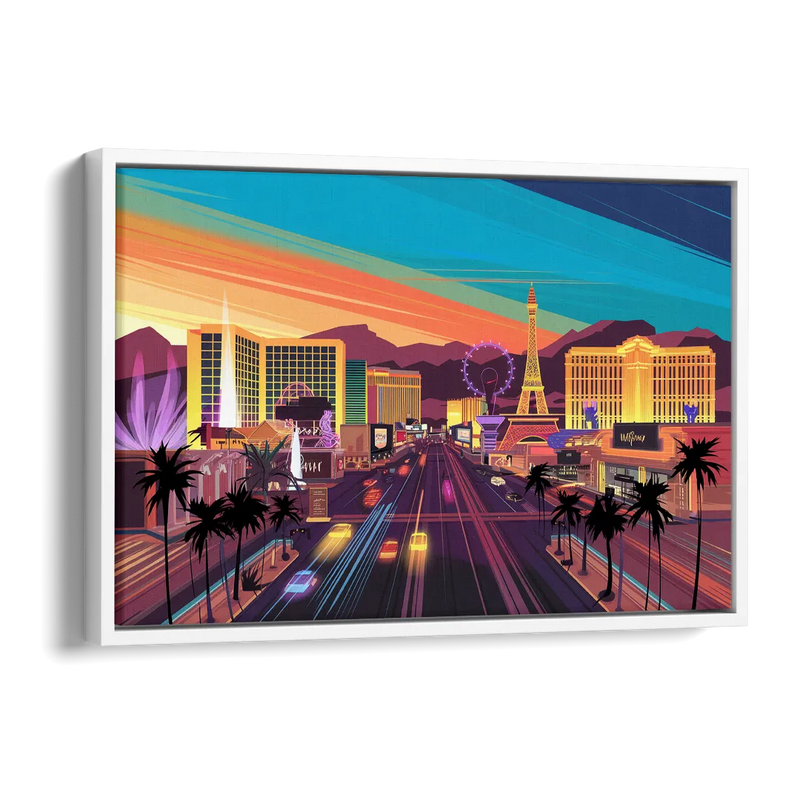 Las Vegas Iconic Strip Experience Side - White Canvas Wall Art