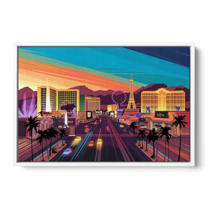 Las Vegas Iconic Strip Experience Front - White Canvas Wall Art