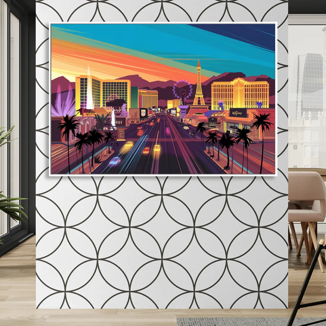 Las Vegas Iconic Strip Experience Sitting Room - White Canvas Wall Art