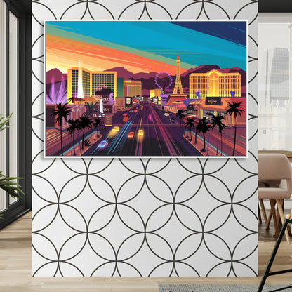 Las Vegas Iconic Strip Experience Sitting Room - White Canvas Wall Art
