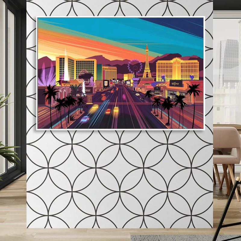 Las Vegas Iconic Strip Experience Sitting Room - White Canvas Wall Art