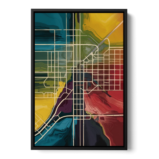 Las Vegas Map Design - Black Framed Canvas Wall Art - Front