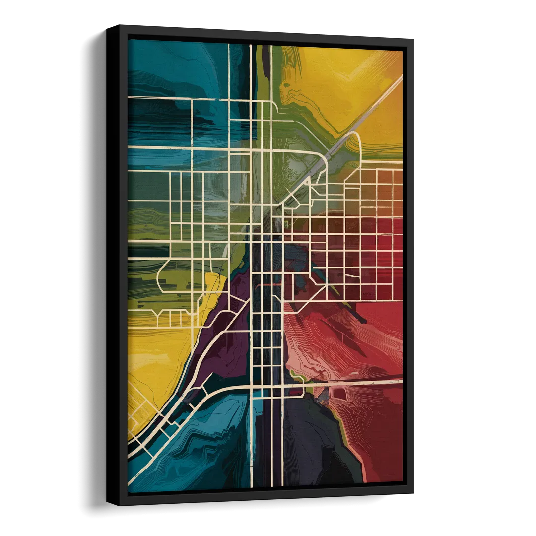 Las Vegas Map Design Side - Black Canvas Wall Art