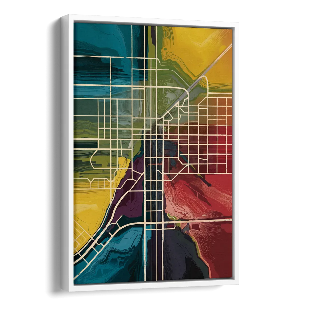 Las Vegas Map Design Side - White Canvas Wall Art