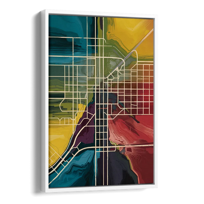 Las Vegas Map Design Side - White Canvas Wall Art