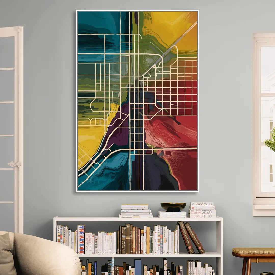 Las Vegas Map Design Sitting Room - White Canvas Wall Art