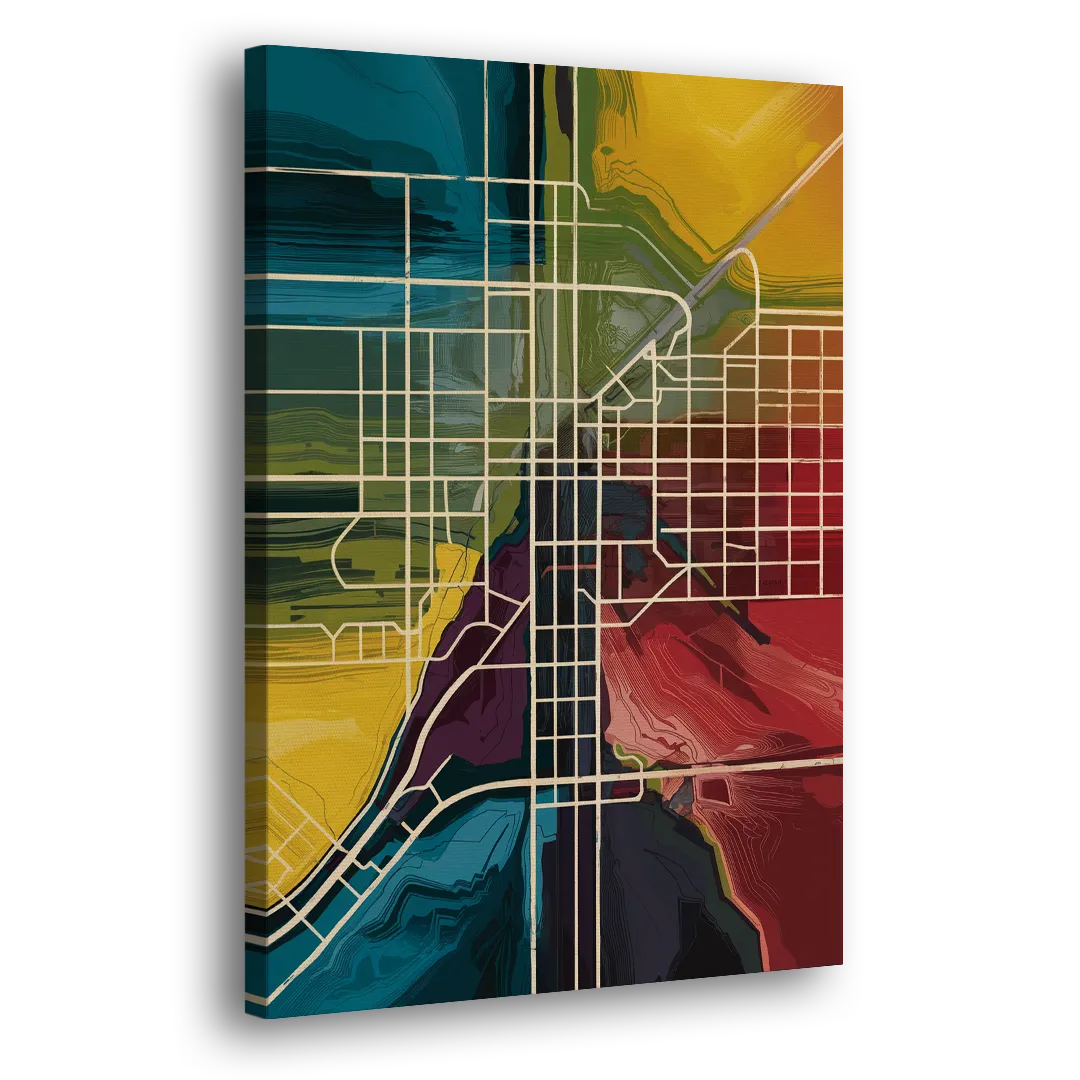 Las Vegas Map Design Side - Canvas Wall Art