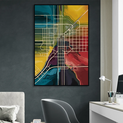 Las Vegas Map Design Living Room - Black Canvas Wall Art