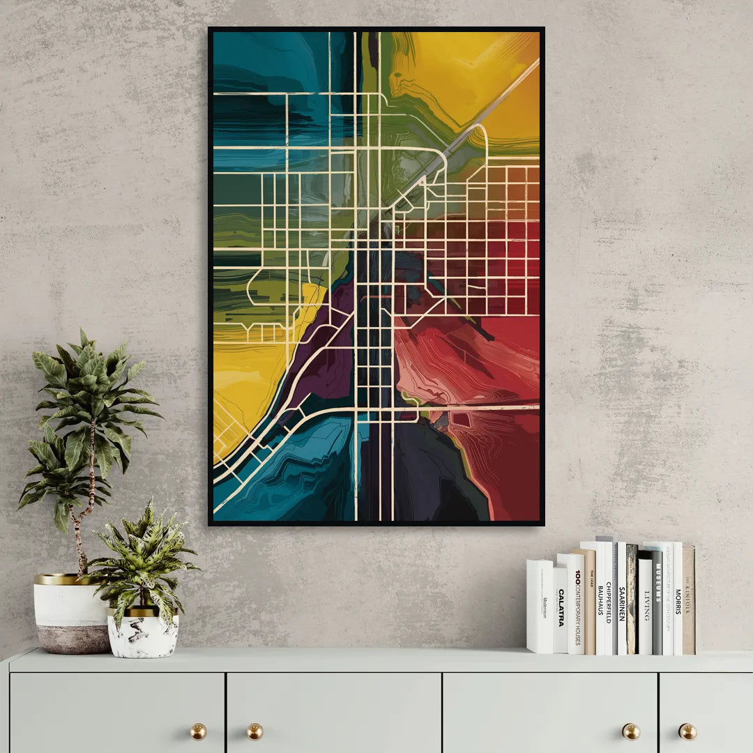 Las Vegas Map Design Sitting Room - Black Canvas Wall Art