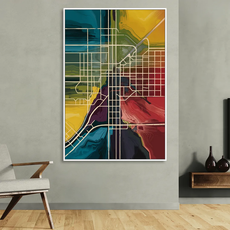 Las Vegas Map Design Living Room - White Canvas Wall Art