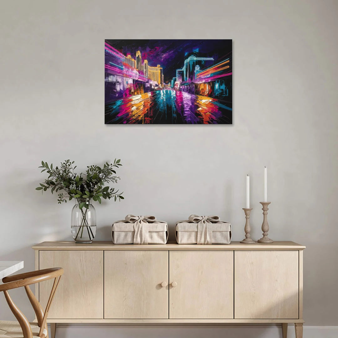 Las Vegas Neon Nights - Canvas Wall Art - Coffee Table - 36x24