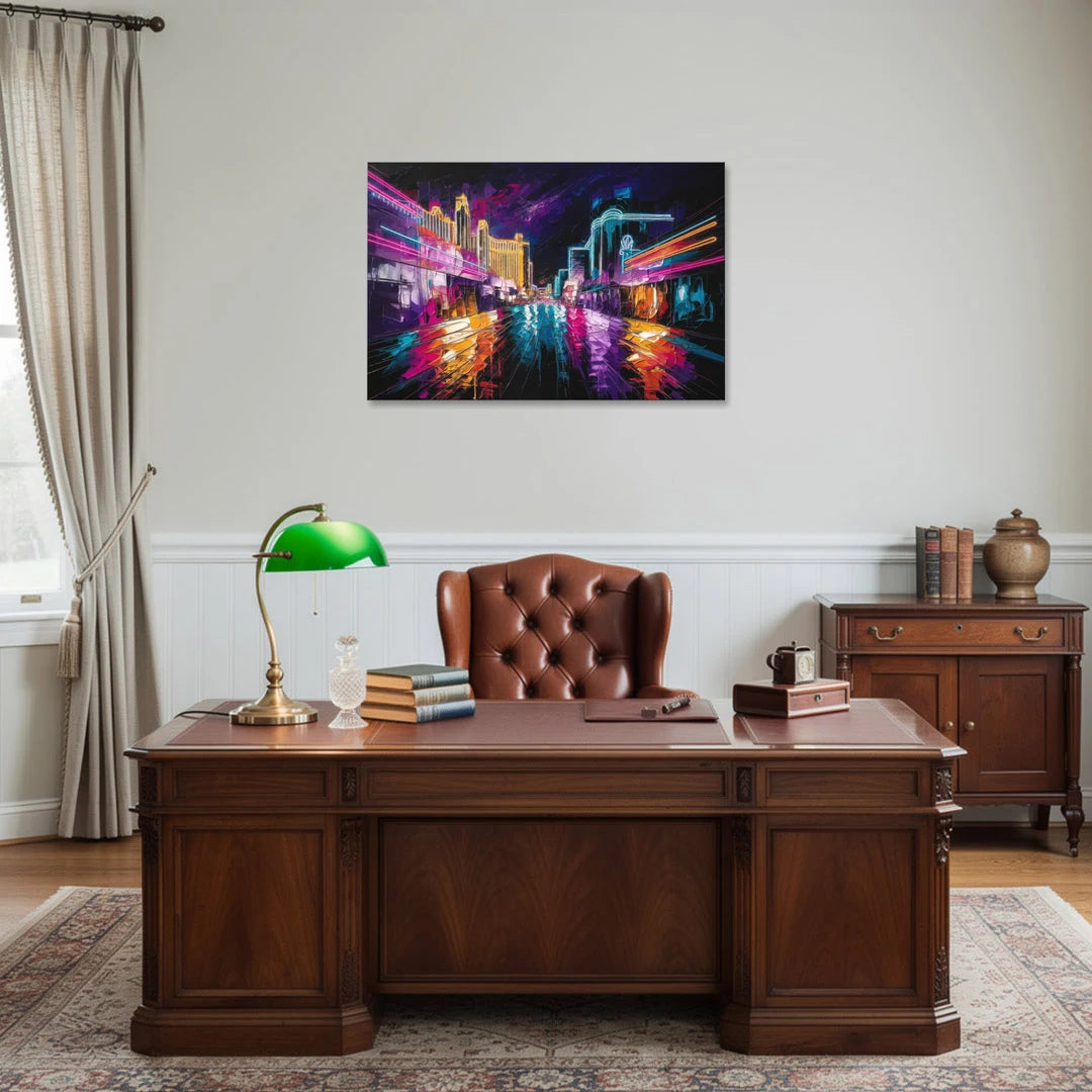 Las Vegas Neon Nights - Canvas Wall Art - Office - 36x24