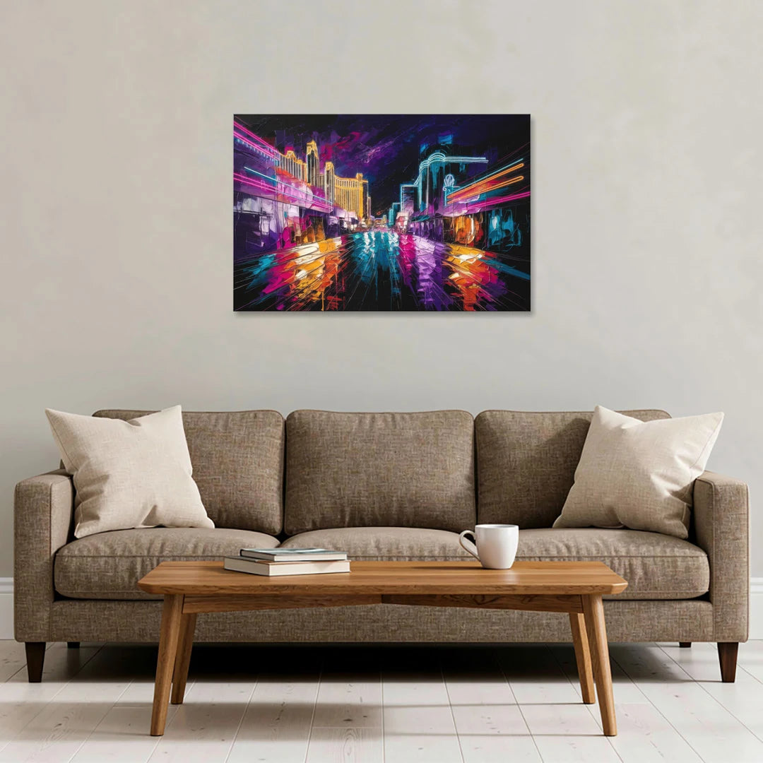 Las Vegas Neon Nights - Canvas Wall Art - Sofa - 36x24