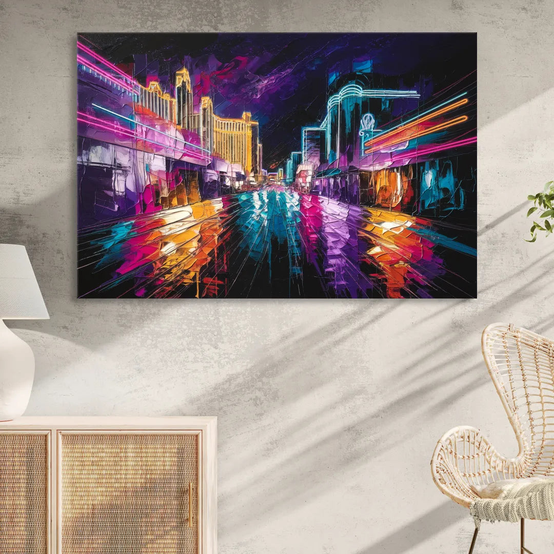 Las Vegas Neon Nights Sitting Room - Canvas Wall Art