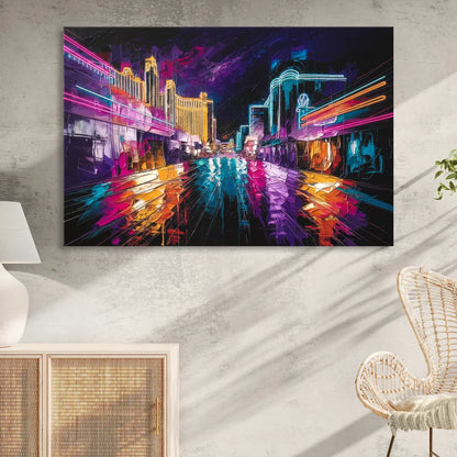 Las Vegas Neon Nights Sitting Room - Canvas Wall Art