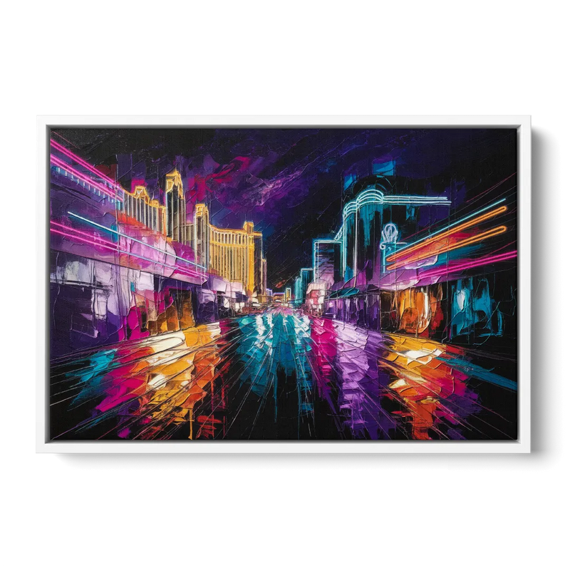 Las Vegas Neon Nights Front - White Canvas Wall Art