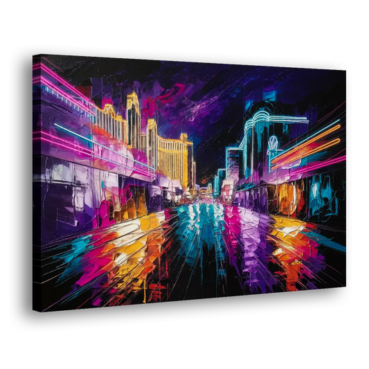 Las Vegas Neon Nights Side - Canvas Wall Art