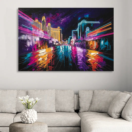 Las Vegas Neon Nights Living Room - Canvas Wall Art