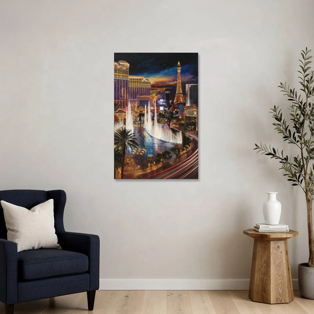 Las Vegas Nightscape - Canvas Wall Art - Sofa - 24x36