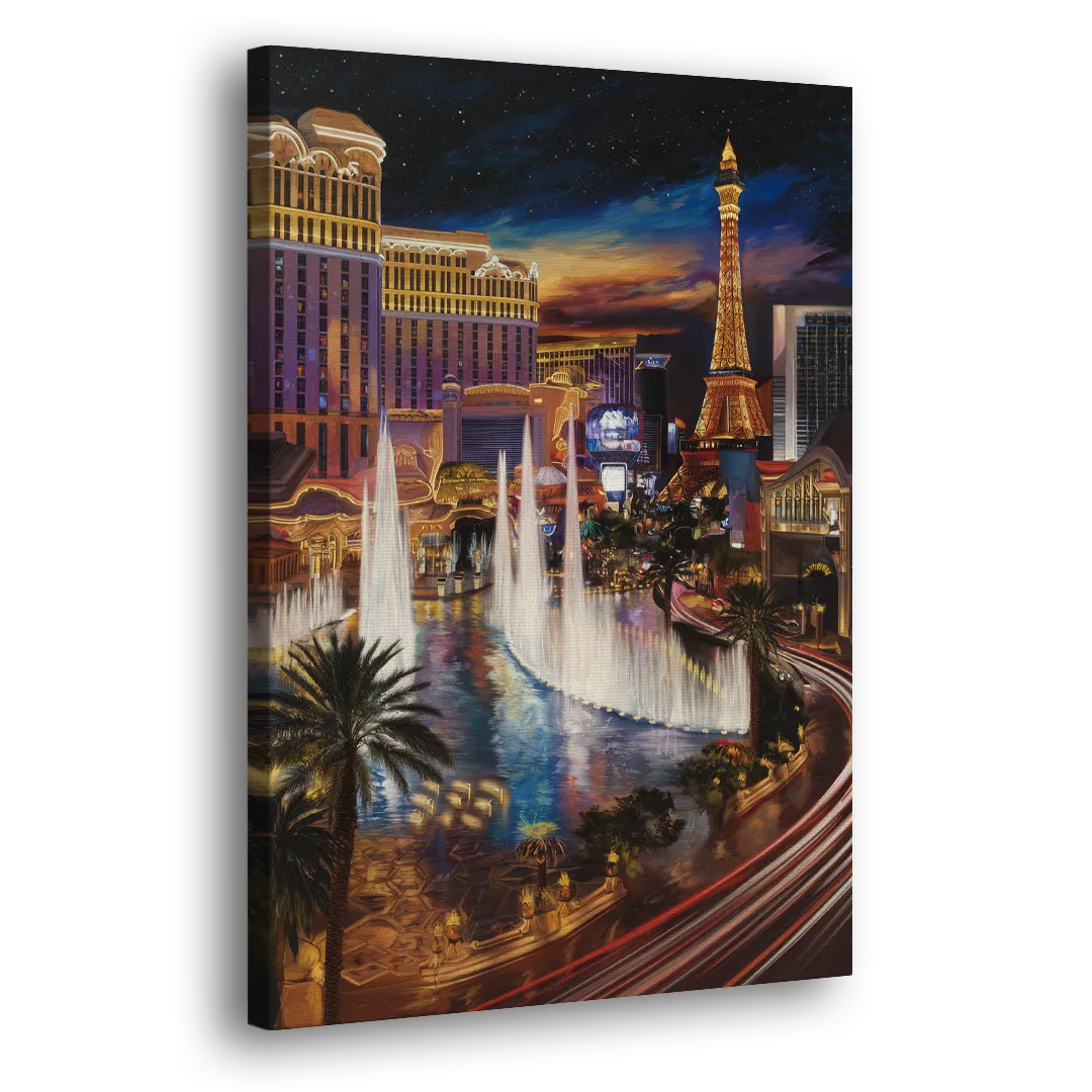 Las Vegas Nightscape Side - Canvas Wall Art