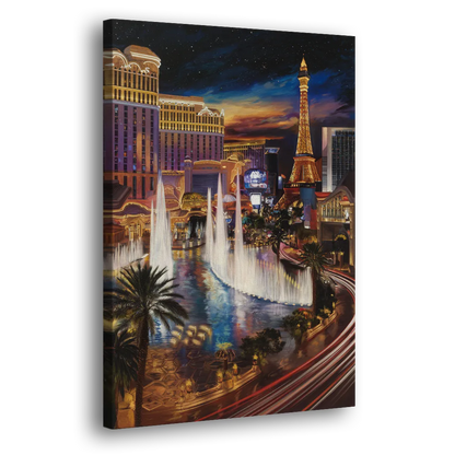 Las Vegas Nightscape Side - Canvas Wall Art