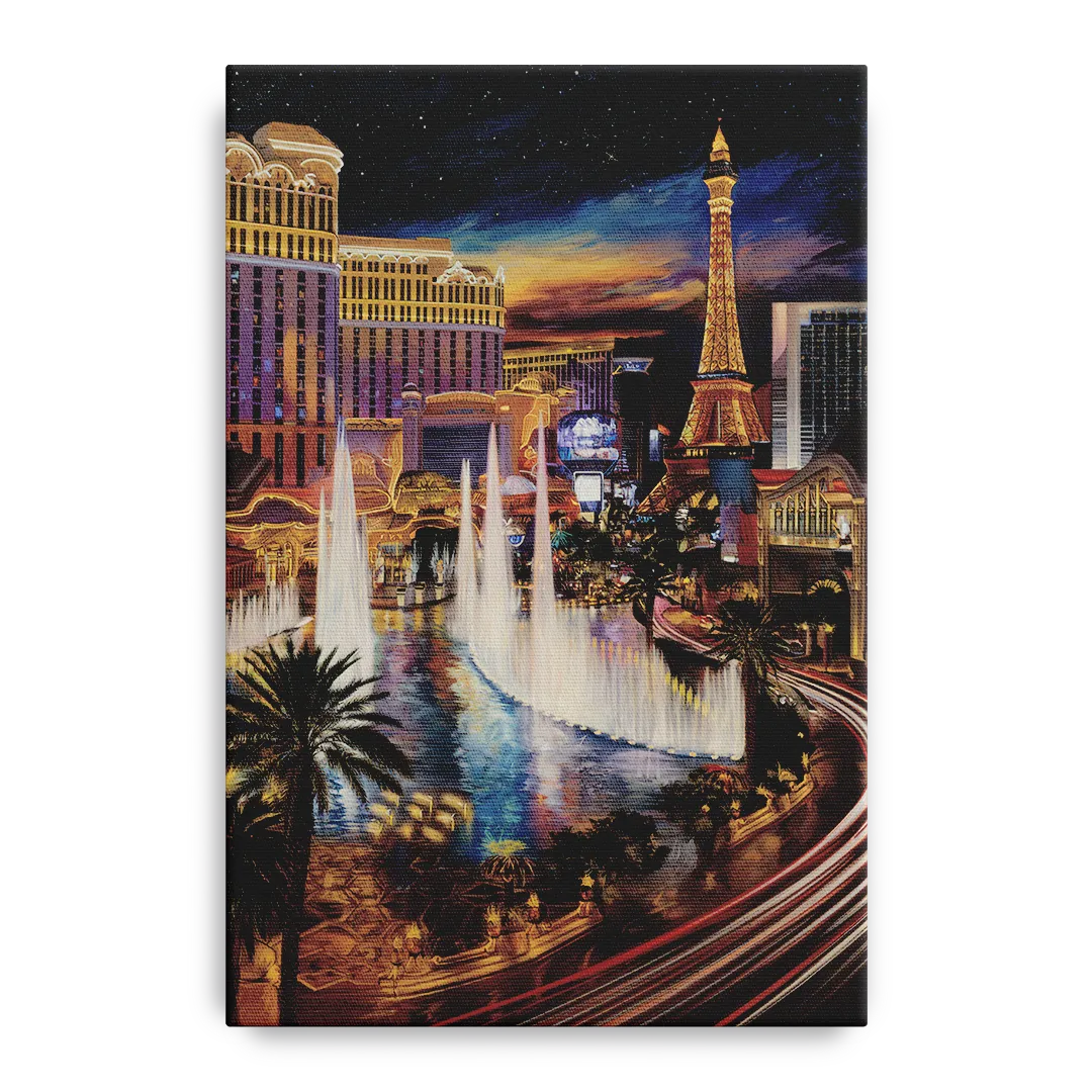 Las Vegas Nightscape Front - Canvas Wall Art