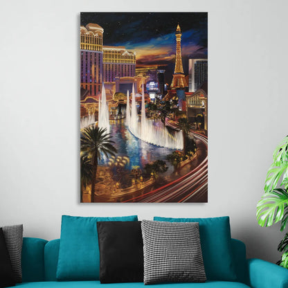Las Vegas Nightscape Living Room - Canvas Wall Art