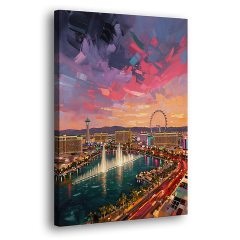 Las Vegas Skyline Panorama - Canvas Wall Art - Side