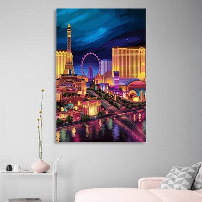 Las Vegas Skyline Panorama Living Room - Canvas Wall Art