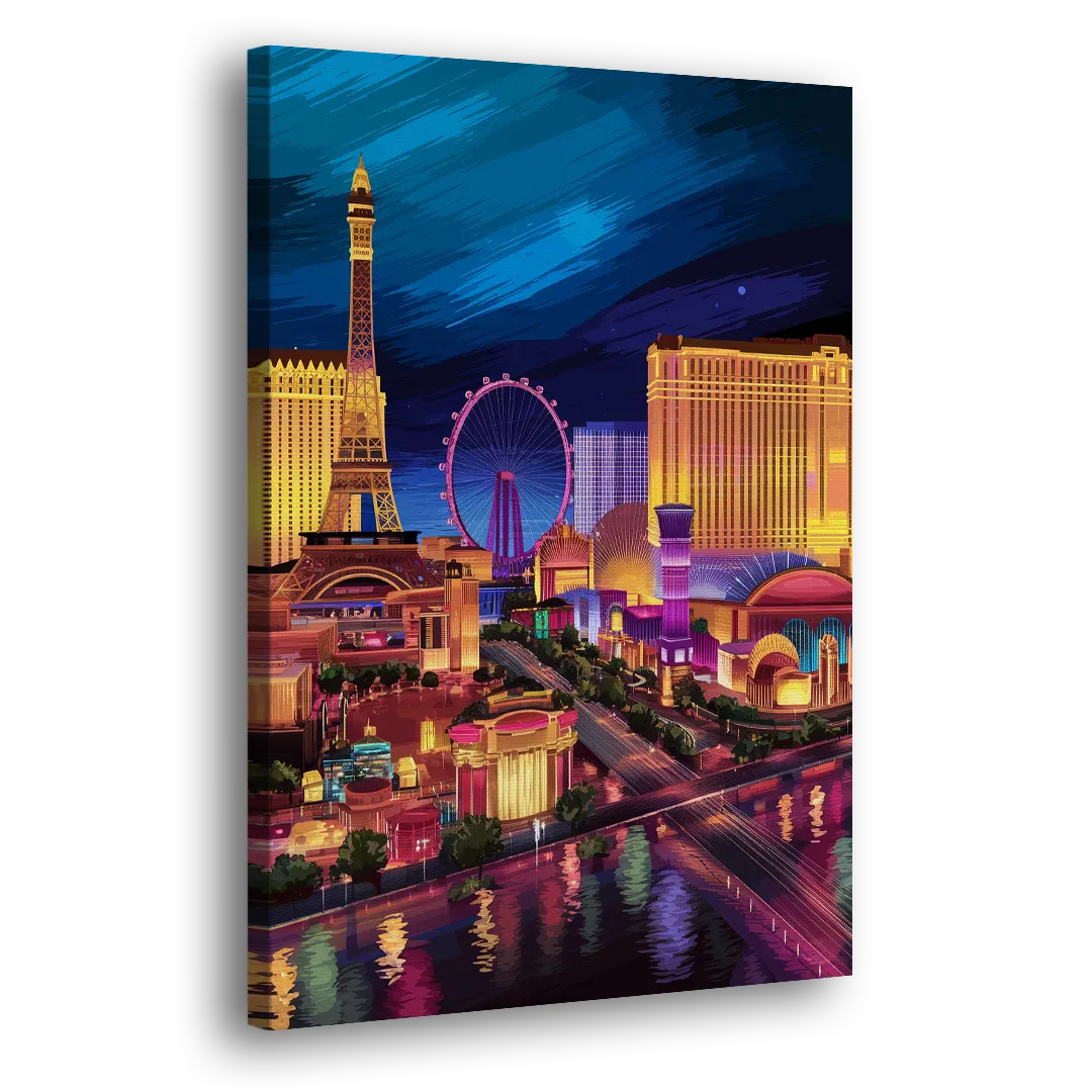 Las Vegas Skyline Panorama Side - Canvas Wall Art