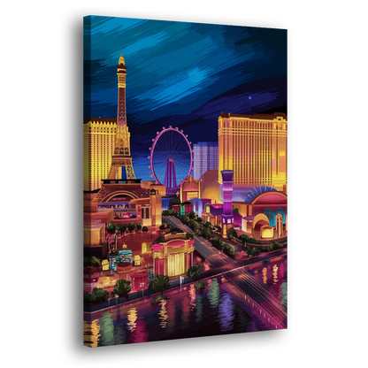 Las Vegas Skyline Panorama Side - Canvas Wall Art