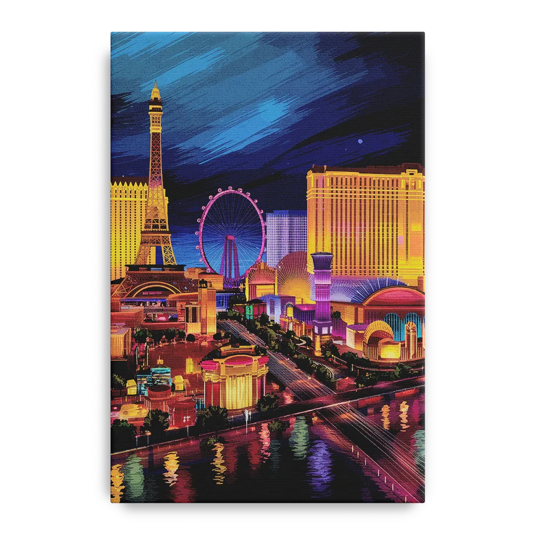 Las Vegas Skyline Panorama Front - Canvas Wall Art
