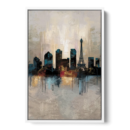 Las Vegas Skyline Silhouette Front - White Canvas Wall Art