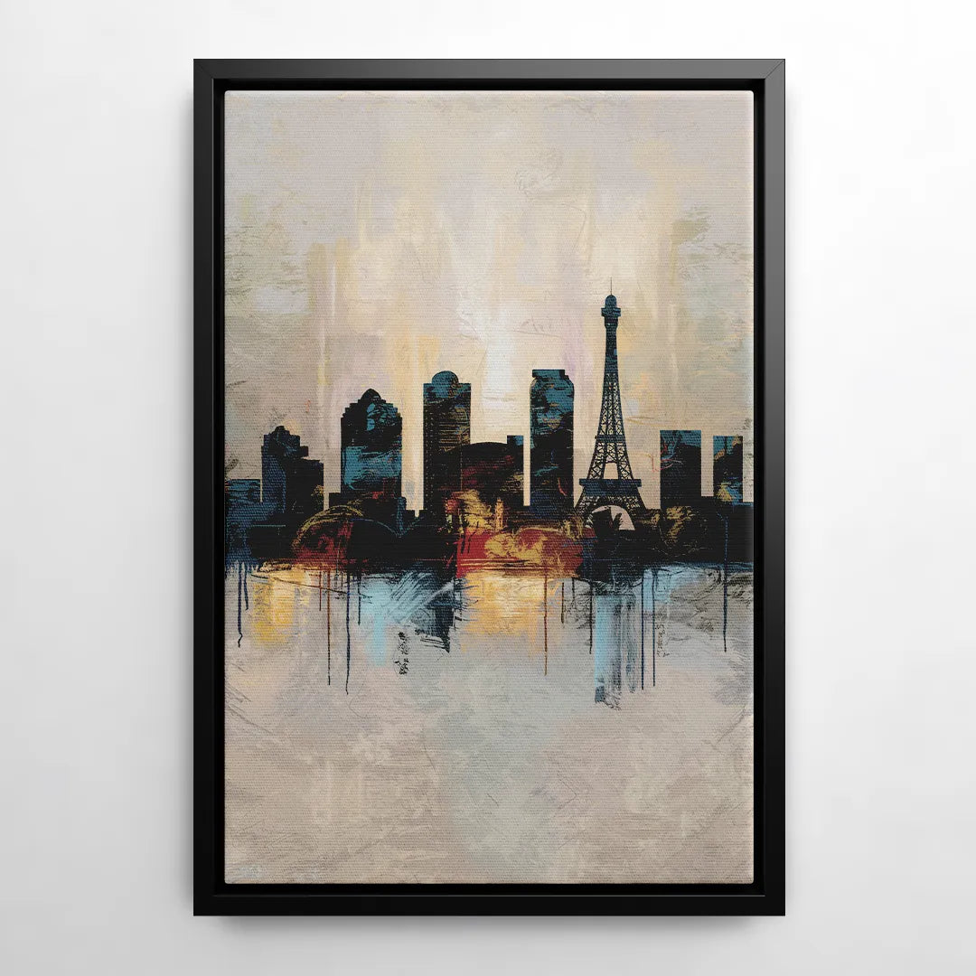 Las Vegas Skyline Silhouette - Black Frame Canvas