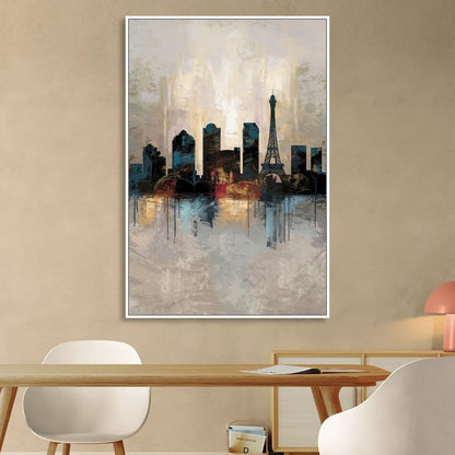 Las Vegas Skyline Silhouette Sitting Room - White Canvas Wall Art