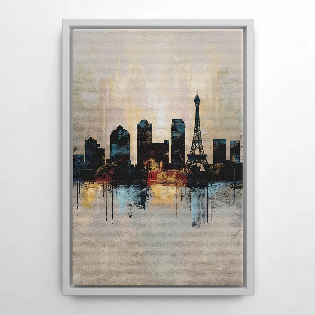 Las Vegas Skyline Silhouette - White Frame Canvas