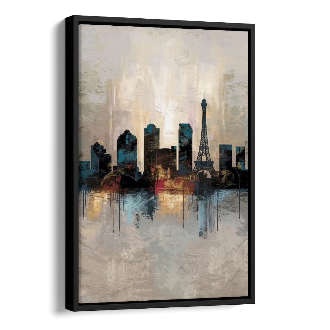 Las Vegas Skyline Silhouette Side - Black Canvas Wall Art