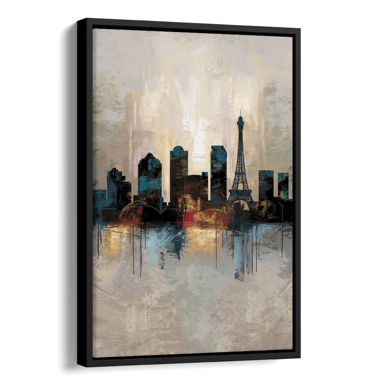 Las Vegas Skyline Silhouette Side - Black Canvas Wall Art