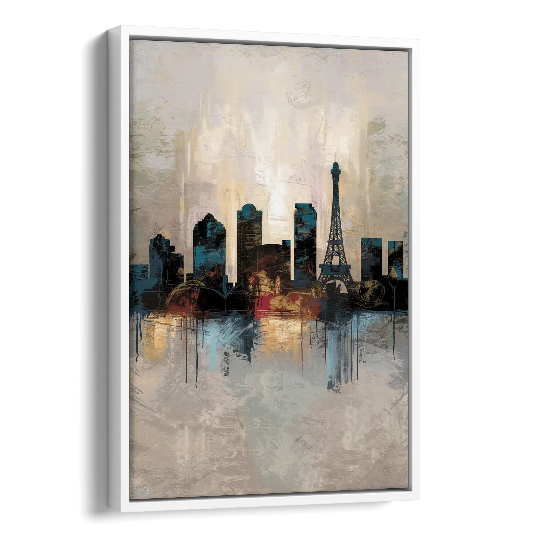 Las Vegas Skyline Silhouette Side - White Canvas Wall Art