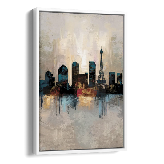 Las Vegas Skyline Silhouette Side - White Canvas Wall Art