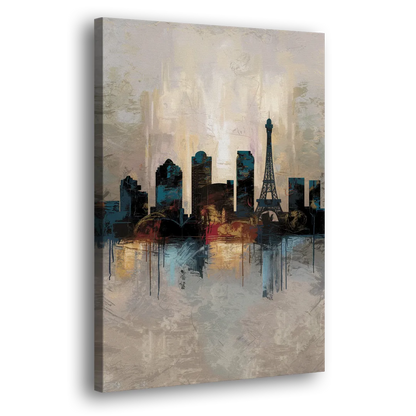Las Vegas Skyline Silhouette Side - Canvas Wall Art